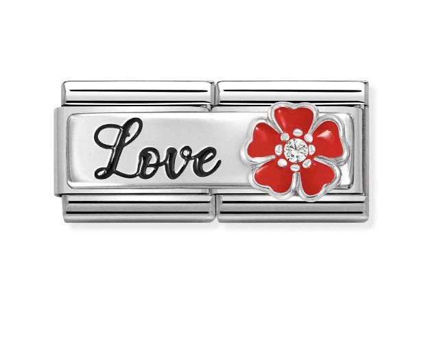 Love composable acciaio argento e zirconi