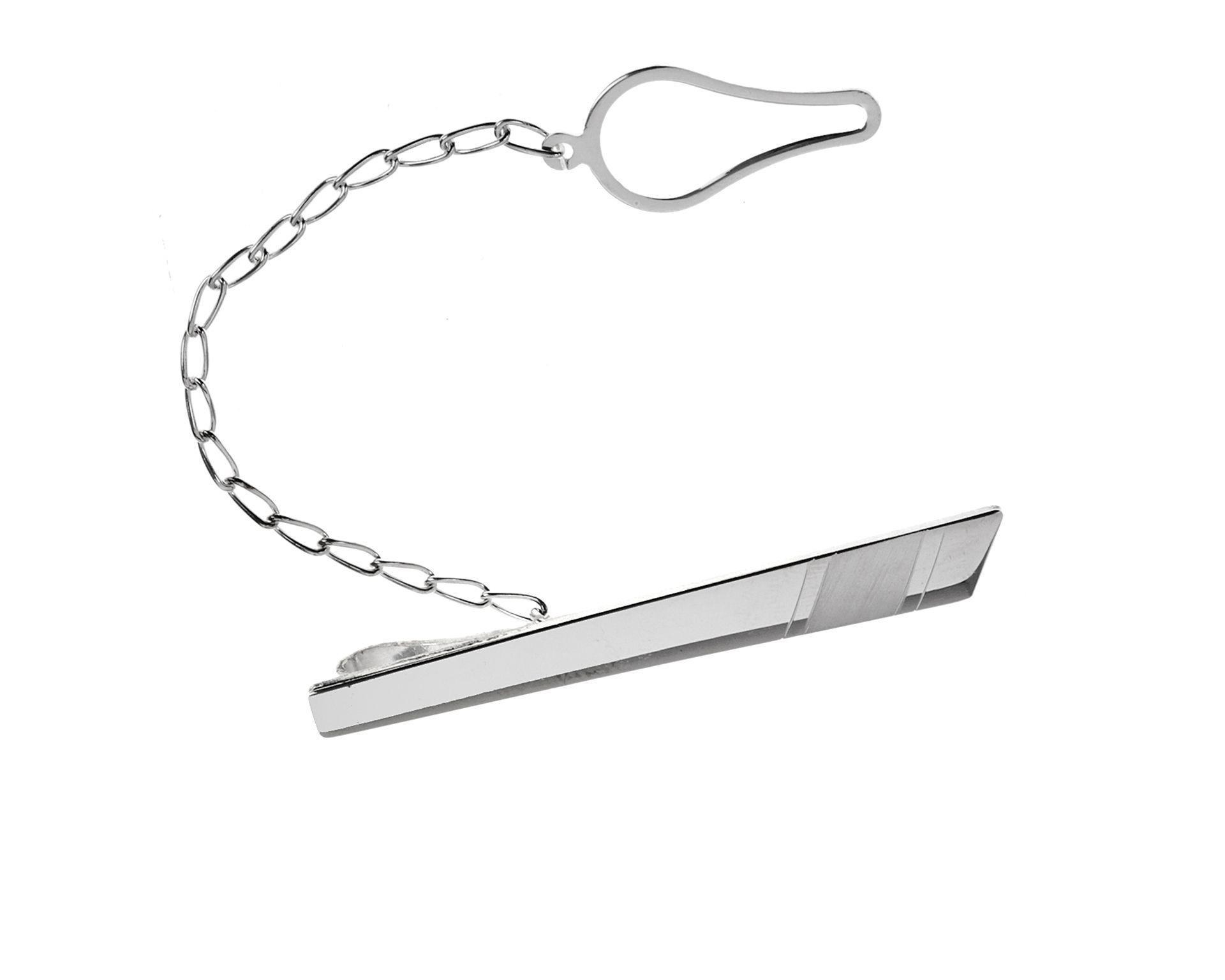 Fermacravatta Obliquo Argento Con Fascia Satinata Selezione Zanolli 151167 2vfermacg