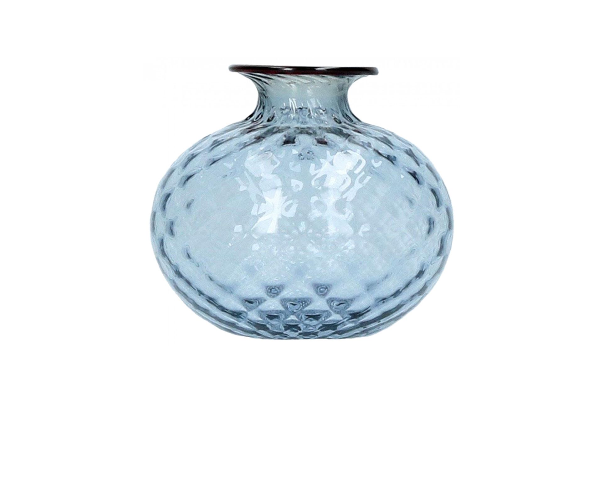 Vaso Monofiore Balloton Vetro Di Murano Acquamare Con Filo Rosso Venini 154311 93110036aqrv