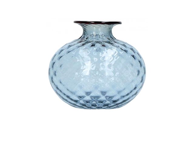 Vaso monofiore balloton vetro di murano acquamare con filo rosso