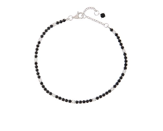 Bracciale tennis argento con cubic zirconia e zirconi neri