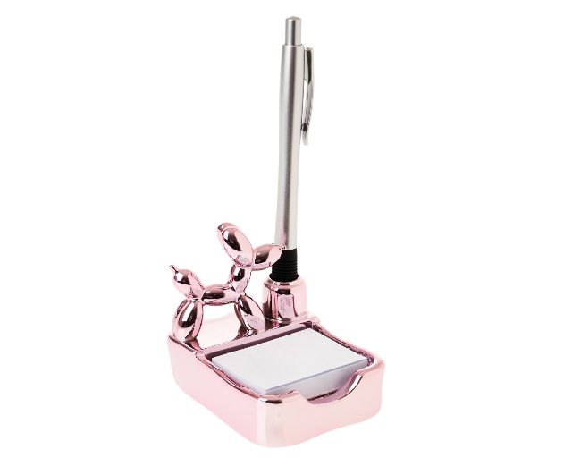 Sticky notes holder balloon dog fuchsia with pen