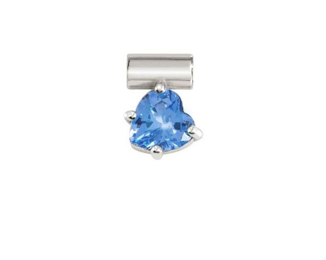 Ciondolo seimia argento cuore con zircone blu