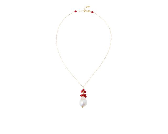 Necklace Silver With Baroque Pearl And Coral Resin Selezione Zanolli 183694 726cl2872z