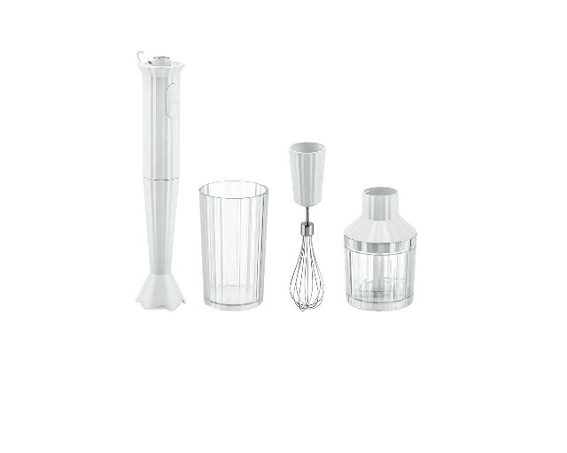 Hand Blender Set Plisse White With Whisk And Chopper Alessi 166362 902mdl10sw