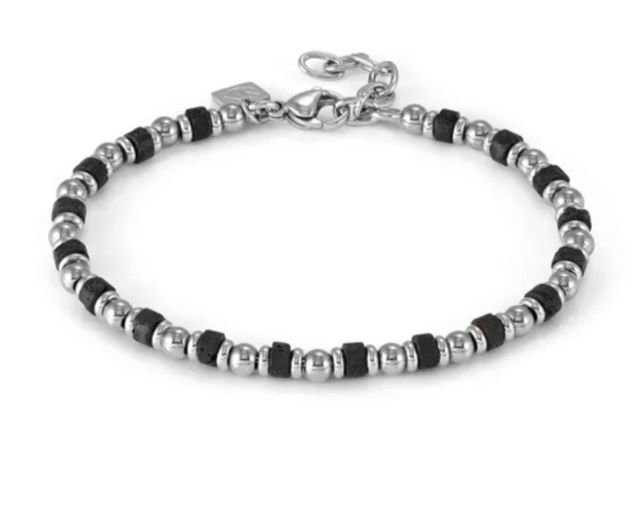 Bracciale uomo instinctstyle sea acciaio pietra lavica