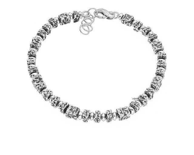 Bracciale uomo soul man argento con cubi asimmetrici martellati