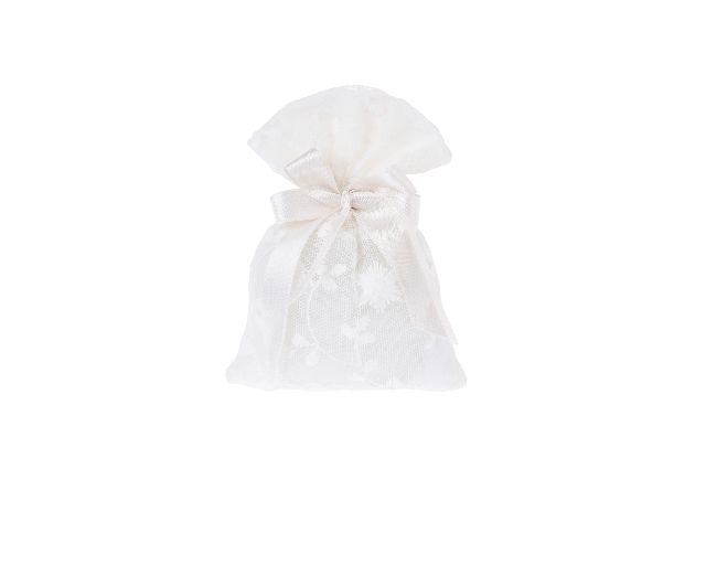 Favor sugared almonds white lace with natural bow