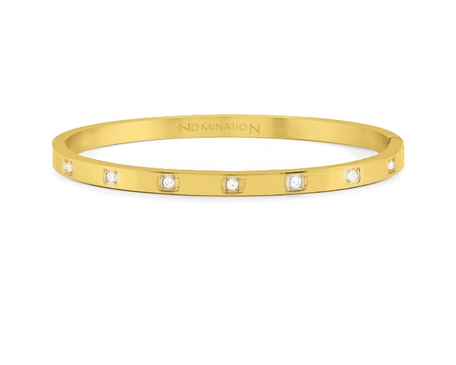 Bracciale pretty bangles acciaio dorato cubetti con zirconi