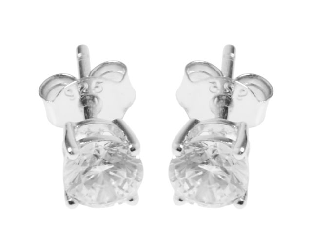 Orecchini argento con punto luce zircone bianco