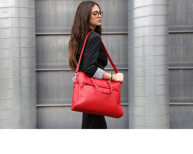 Borsa bowling slim pelle rossa