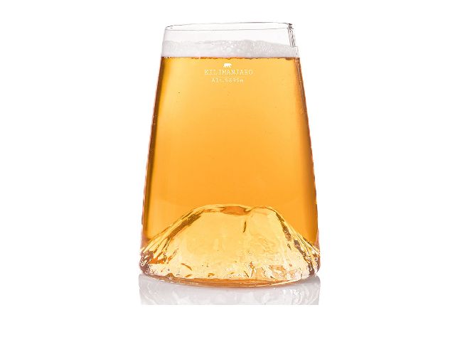 Long drink glass topographic kilimanjaro