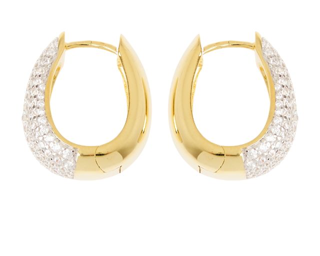 Earrings silver gold with zircons