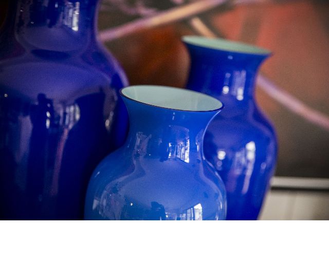 Vaso I Cinesi Vetro Di Murano Laguna Blu Turchese Carlo Moretti