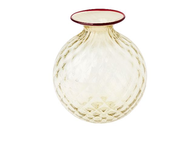 Vase monofiore balloton murano glass brown with red ring