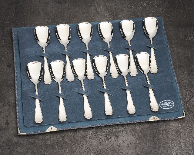 Ice cream spoon set silver 12 pieces in english style