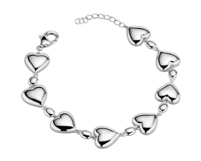 Bracciale cuore ottone finitura rodio