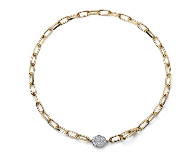 Collana classica in bronzo dorato con zirconi