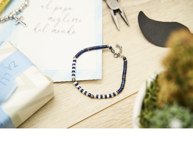 Bracciale Argento Brunito Con Onice Blu E Madreperla Selezione Zanolli 167342 726br132813