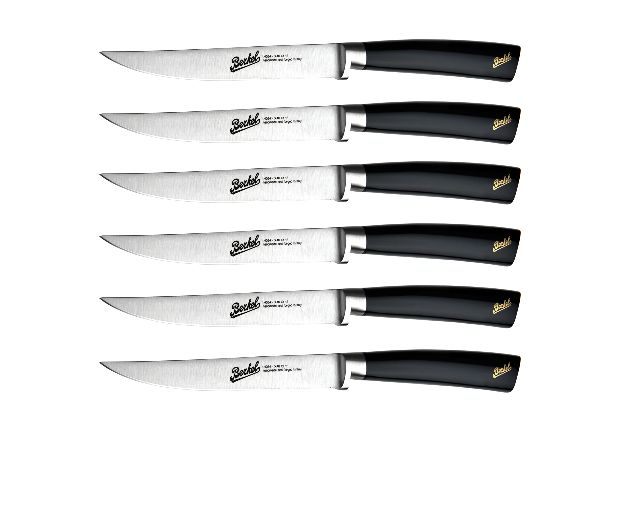 6 pcs. steak knife set elegance steel with black handle