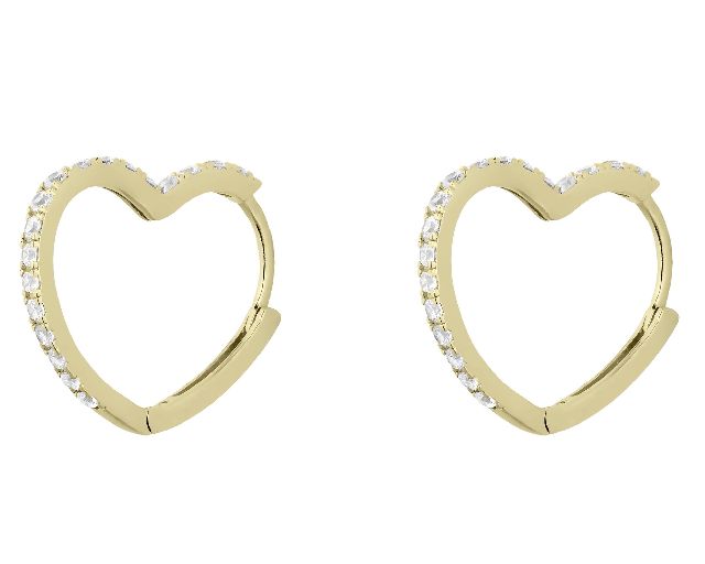 Orecchini argento dorato cuore con zirconi