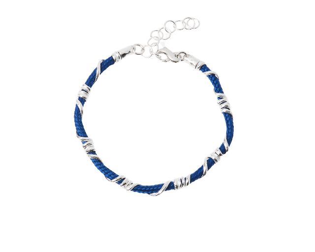 Bracciale uomo soul man argento e cordino blu