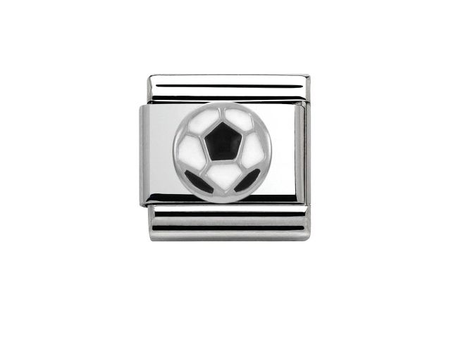 Pallone bianco e nero composable acciaio argento e smalto