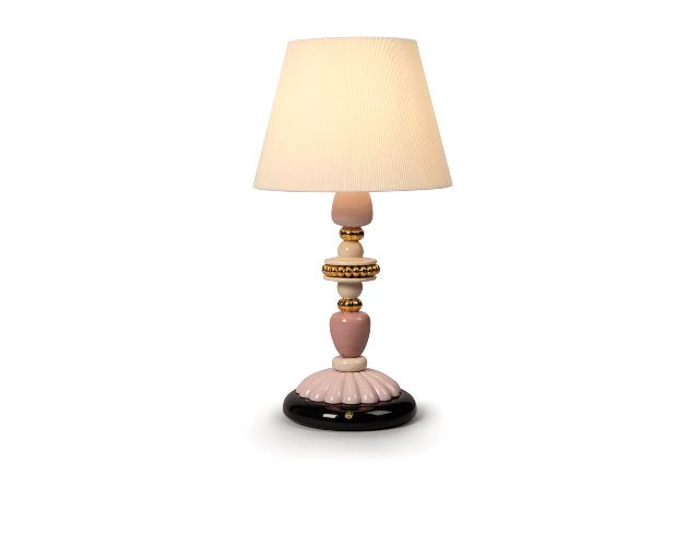 Table lamp firefly porcelain pink and black