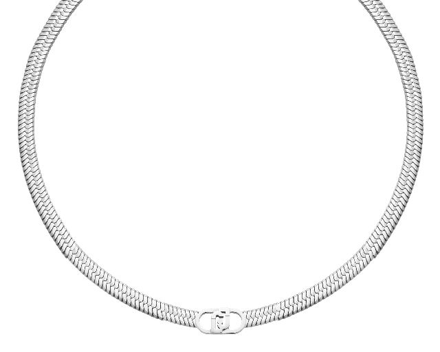 Collana acciaio piatta logo centrale