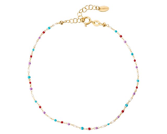 Cavigliera argento dorato con smaltini multicolor