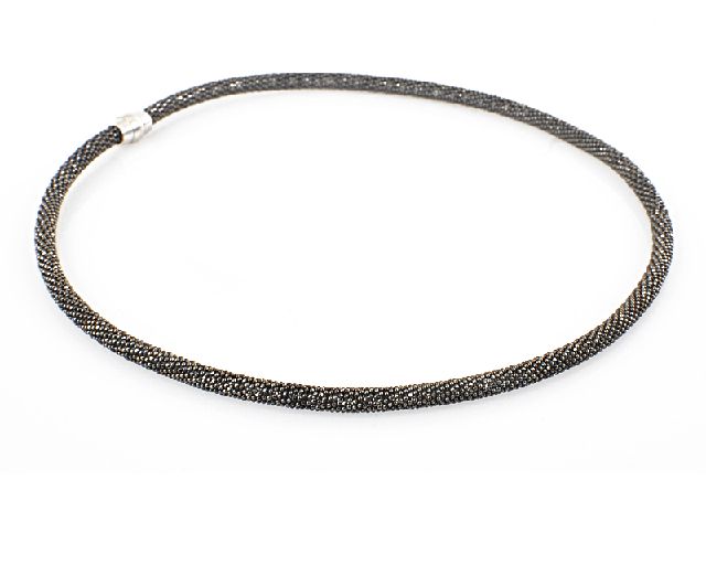 Collana argento rutenio con chiusura a calamita