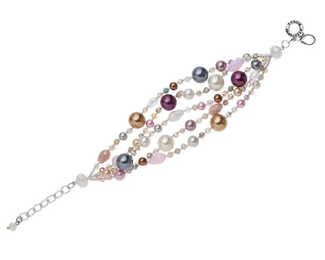 Bracciale 5 fili con perle e cristalli multicolore