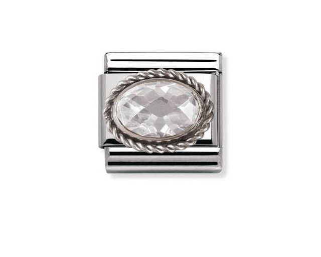 Zircone bianco composable acciaio argento e zirconi