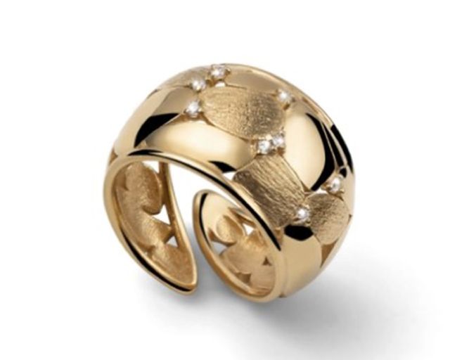 Anello boule argento dorato con zirconi