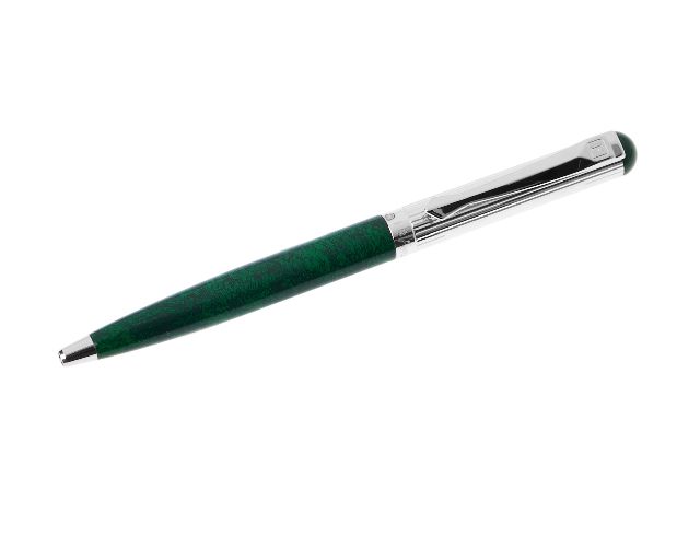 Ballpoint pen classica lady silver with tip and head in green lacquer