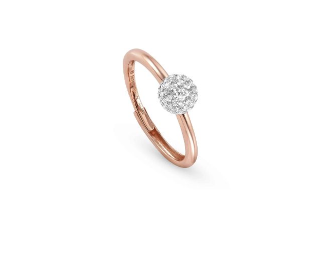 Ring soul silver rosè with ball of zircons