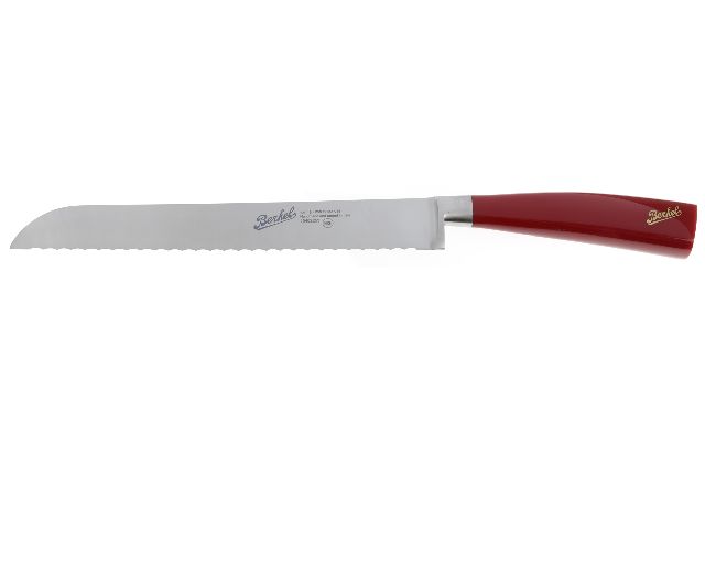 Bread knife elegance steel with red handle