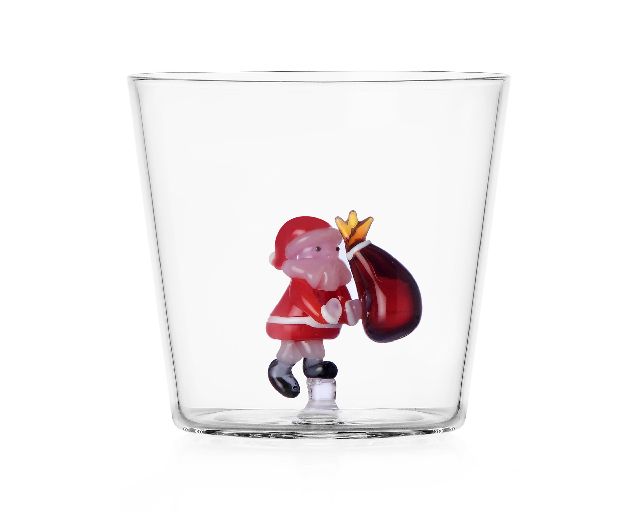 Tumbler glass santa claus with sack christmas tales