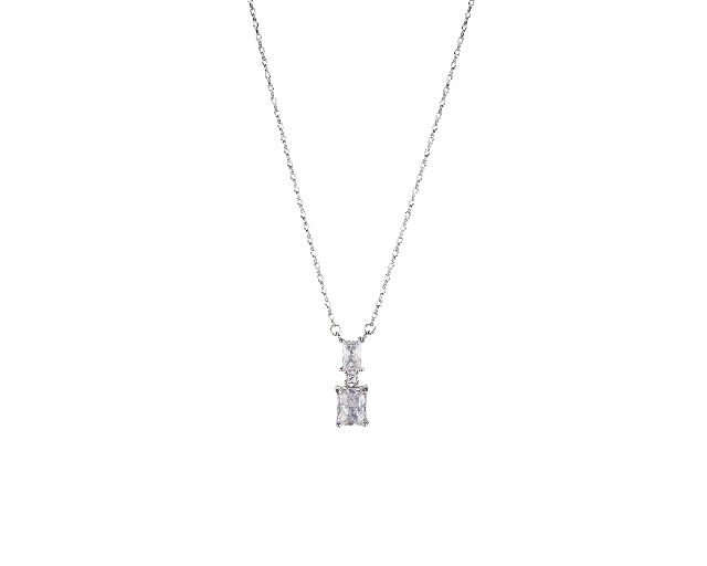 Collana argento con pendente rettangolo zircone bianco