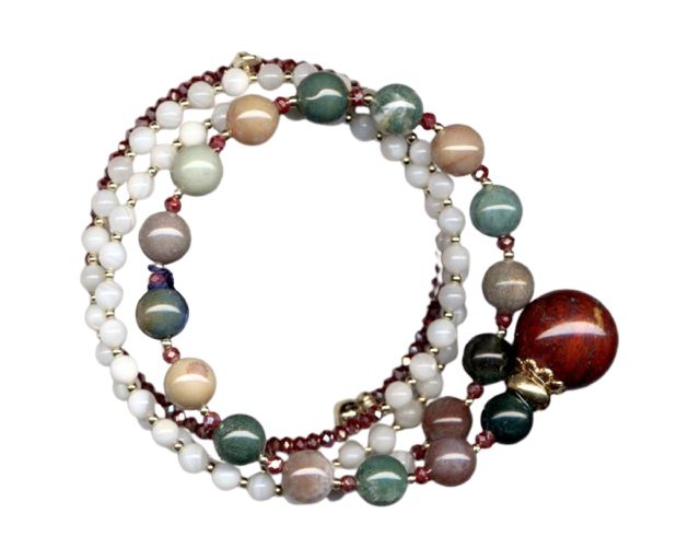 Bracciale argento dorato con agata indiana