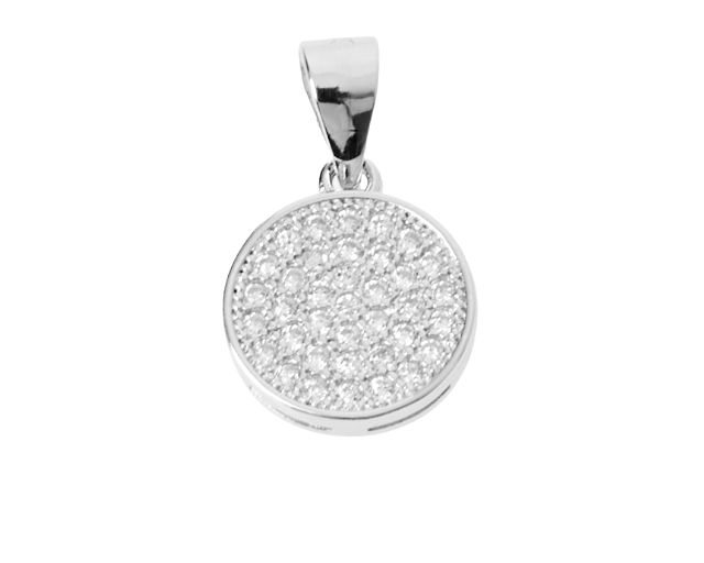 Pendant botton silver with zircons