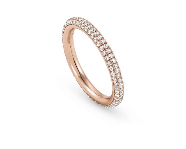 Ring endless silver with rose gold coating and zircons