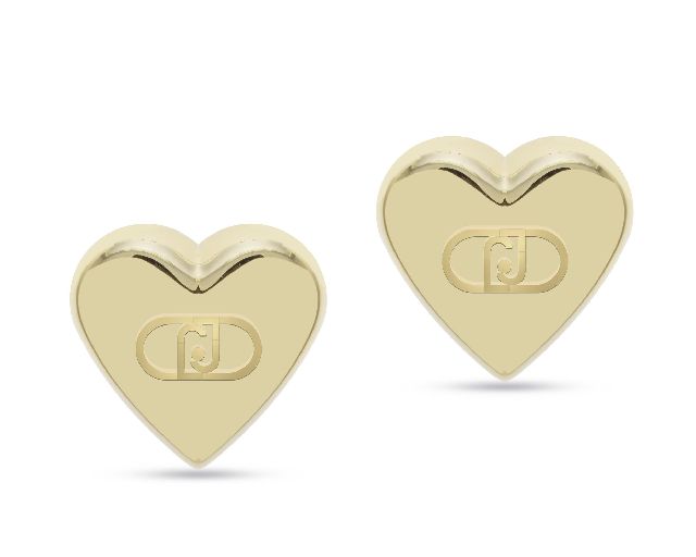 Orecchini acciaio dorato cuore con logo