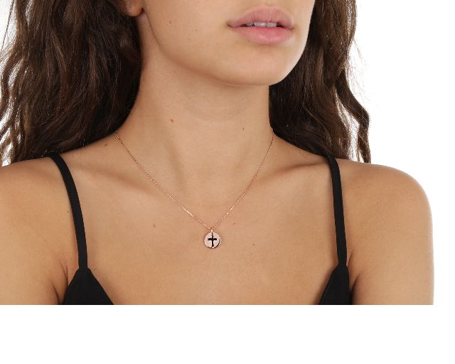 Necklace Silver Round Cross With Black Zircons Selezione Zanolli 149056 935d4129hk0066dr04