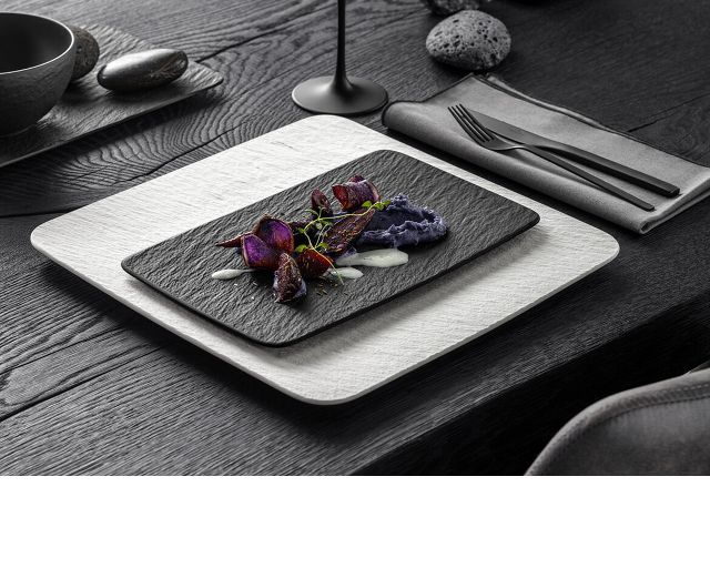 Rectangular Multiporpose Plate Manufacture Rock Porcelain Black Villeroy E Boch