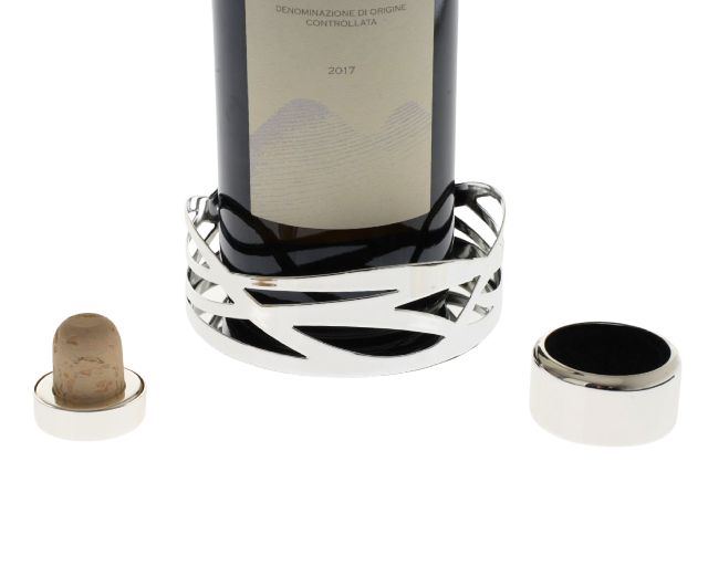 Onde Bottle Coaster Trilaminated Silver With Stopper And Drip Catcher Selezione Zanolli 190502 624w5041tpsg