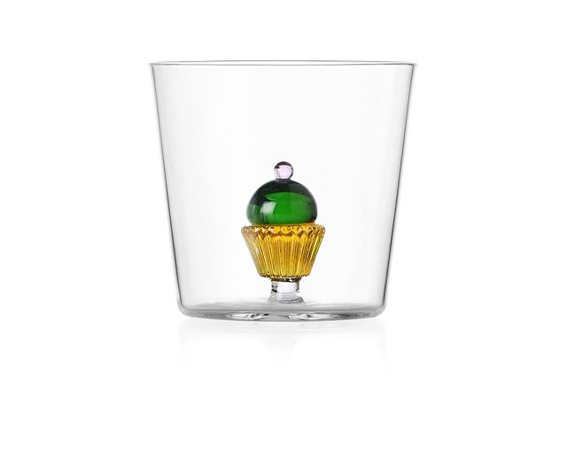 Tumbler glass green cake sweet and candy