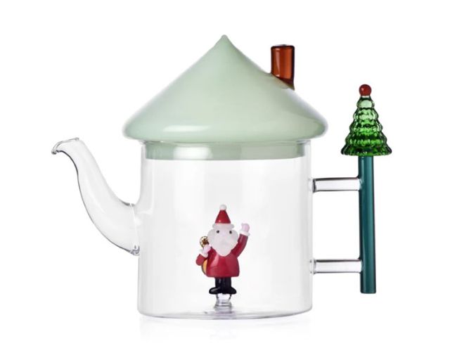 Teapot santa claus and green ca