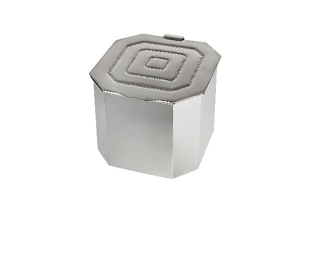 Scatola argento ottagonale con coperchio perlinato
