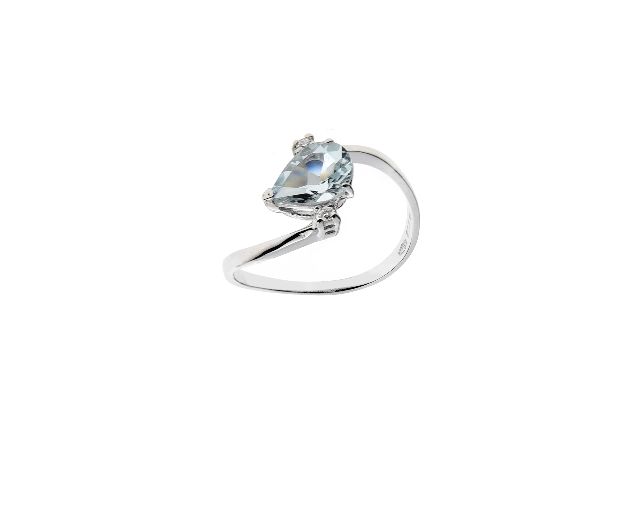 Ring Gold 750 With Aquamarine Drop And Diamonds Selezione Zanolli 138956 838016b100